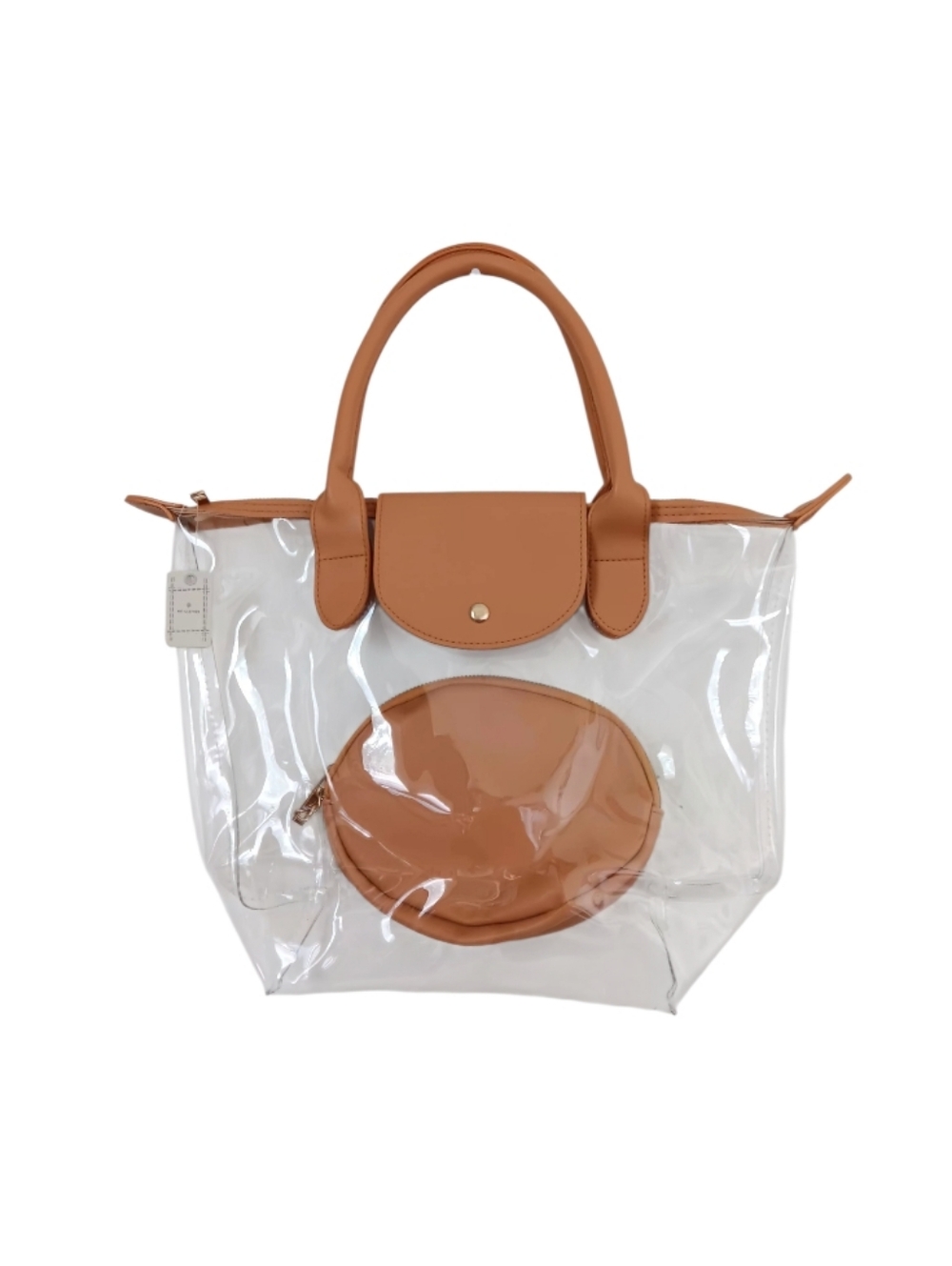Clear Vinyl Beige Tote Bag - Picture 2 of 13